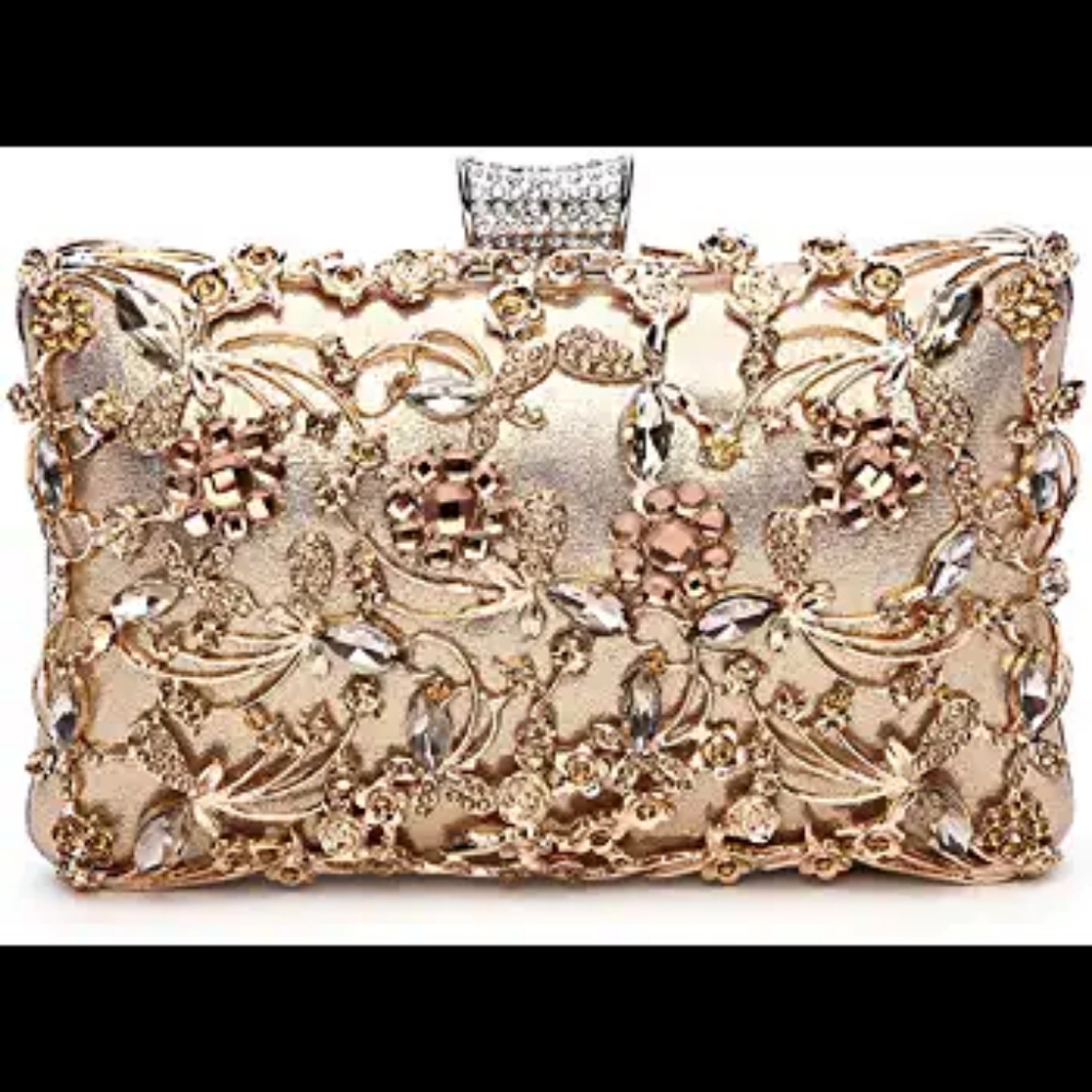 Beaded Clutch Rhinestone Evening Bag Wedding Bridal Prom Purse.